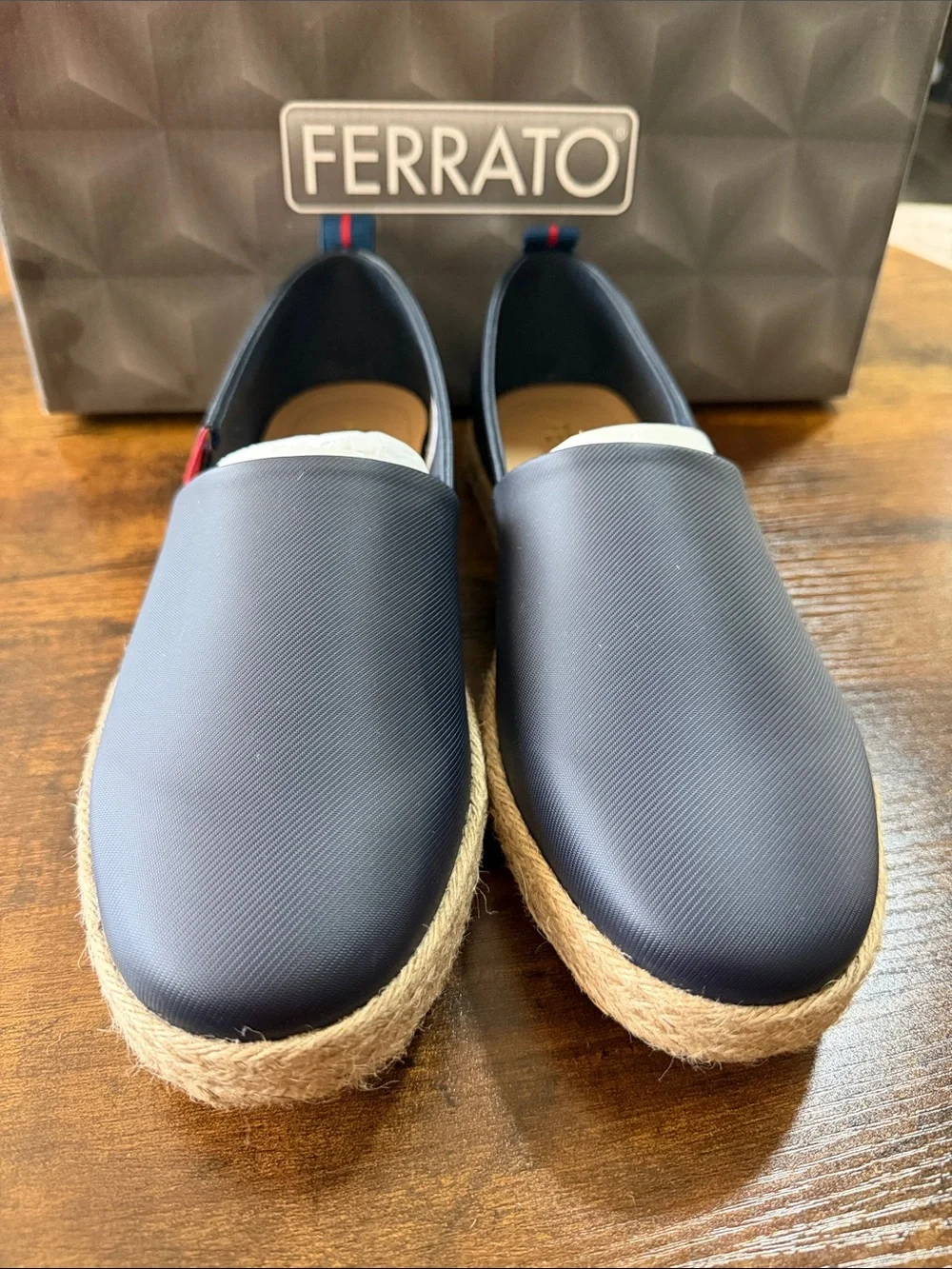 Men's Navy Slip-On Espadrilles with Red Accent